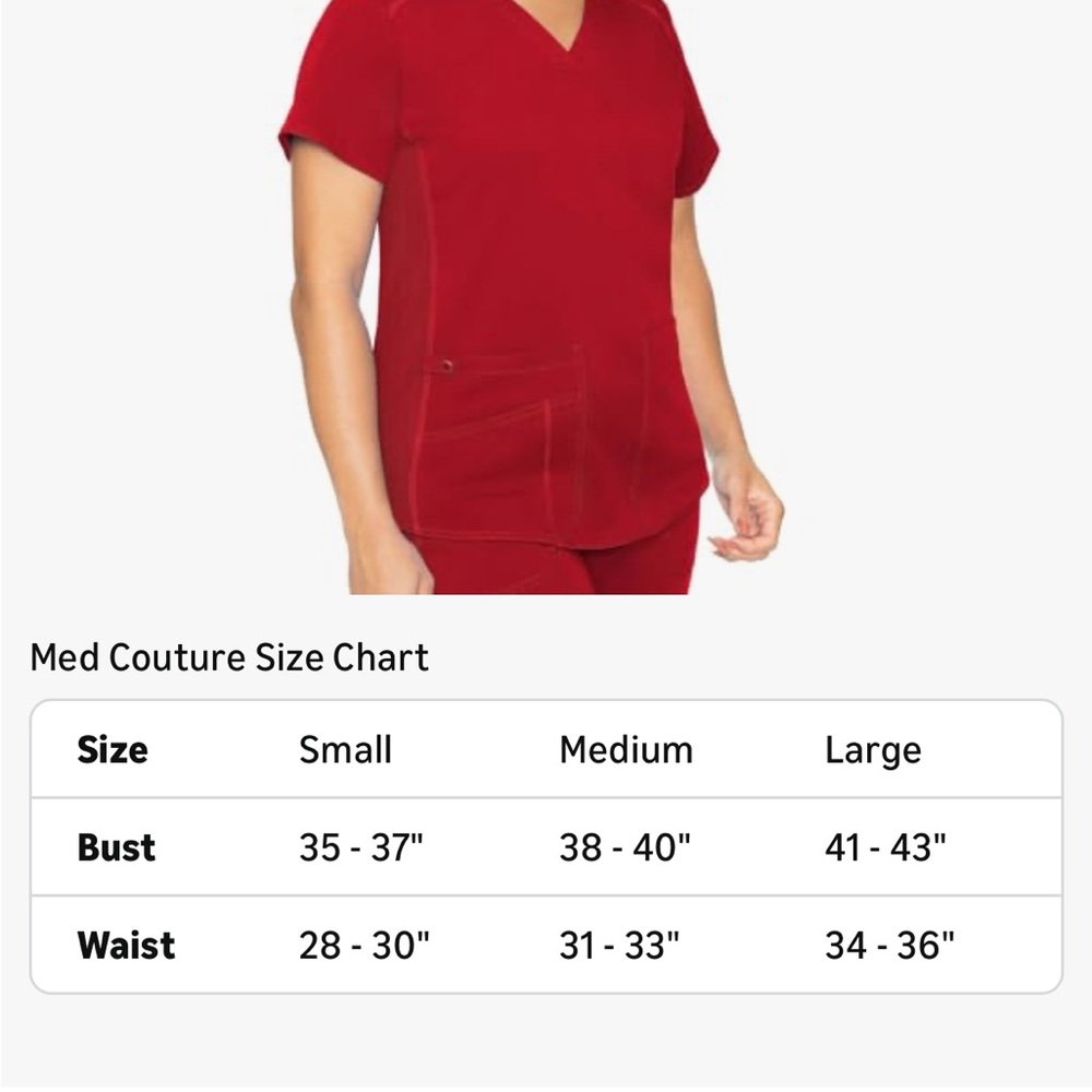 Med Couture TOUCH Red Short Sleeve V-Neck Top with matching pants - Picture 11 of 12